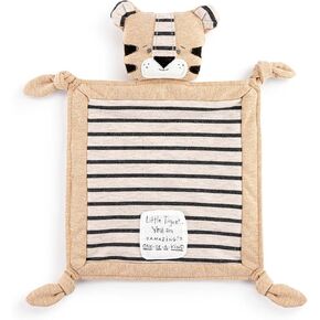 DEMDACO Noah's Ark Two by Two Tan and Black 13 x 9.5 Inch Plush Animal Blankie Tiger