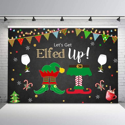 Avezano Let's Get Elfed Up خلفية سترة قبيحة زينة حفلة عيد الميلاد عيد الميلاد الشتاء للأطفال البالغين عطلة التصوير الفوتوغرافي خلفية كشك الصور استوديو الدعامة in Saudi Arabia
