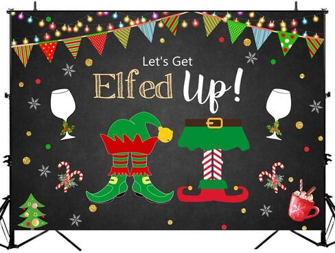 Avezano Let's Get Elfed Up خلفية سترة قبيحة زينة حفلة عيد الميلاد عيد الميلاد الشتاء للأطفال البالغين عطلة التصوير الفوتوغرافي خلفية كشك الصور استوديو الدعامة in Saudi Arabia