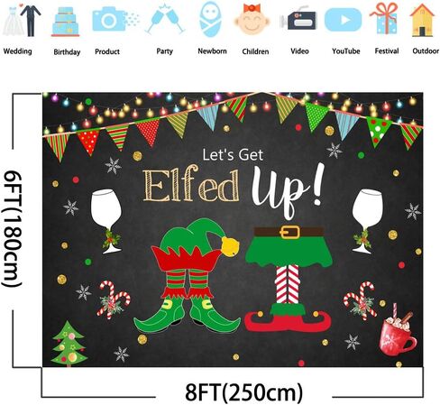 Avezano Let's Get Elfed Up خلفية سترة قبيحة زينة حفلة عيد الميلاد عيد الميلاد الشتاء للأطفال البالغين عطلة التصوير الفوتوغرافي خلفية كشك الصور استوديو الدعامة in Saudi Arabia