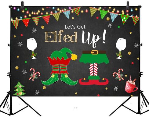 Avezano Let's Get Elfed Up خلفية سترة قبيحة زينة حفلة عيد الميلاد عيد الميلاد الشتاء للأطفال البالغين عطلة التصوير الفوتوغرافي خلفية كشك الصور استوديو الدعامة in Saudi Arabia