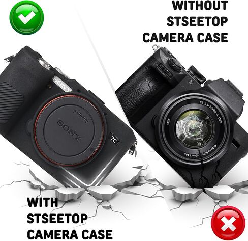 Camera Case for Sony A7C Alpha 7C- Protective Silicone DSLR Skin Cover, Detachable Cage, Shockproof, Dustproof (Black) in Kuwait