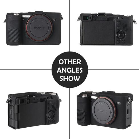 Camera Case for Sony A7C Alpha 7C- Protective Silicone DSLR Skin Cover, Detachable Cage, Shockproof, Dustproof (Black) in Kuwait