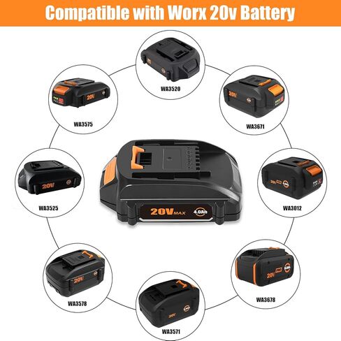 SKYON 20V 4.0Ah WA3575 استبدال البطارية ل20V 2.0Ah WA3525 WA3575 1.5Ah WA3520 بطارية ليثيوم مدمجة متوافقة مع Worx WG163 WG261 WG170 WG545 WX176L WG320 20 فولت بطارية أدوات الطاقة in Saudi Arabia