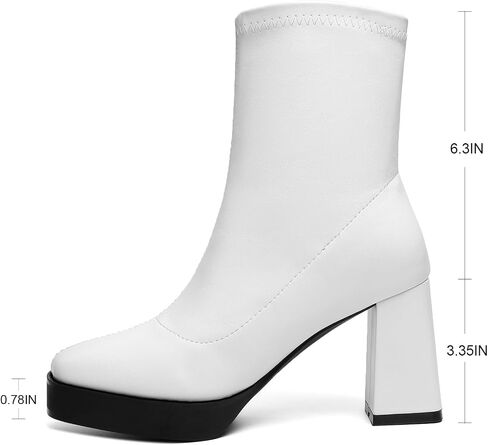 GO GO Boots for Women Mid Calf Platform Boots Go Go Boots Square Toe Block High Heel Booties Slip On Disco Dressy Patent Leather Boot in Saudi Arabia