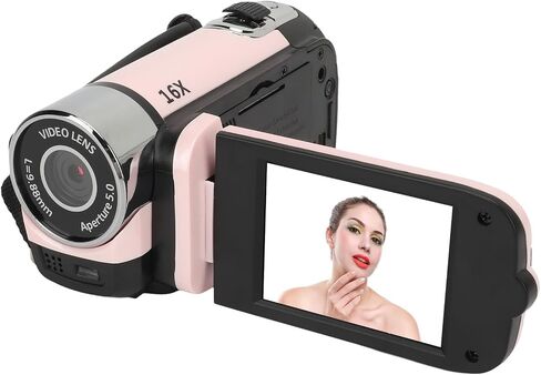 Video Camera Camcorder, 1080P 16MP Digital Camera Recorder, 2.4 Inch Rotatable Screen 16X Digital Zoom Camcorder Camera with Fill Light (White) in Kuwait