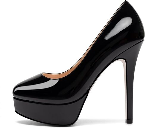 Mettesally Women's Platform High Heel Pumps Round Closed Toe Slip On Stilettos Office Elegant Party Dress Shoes in Saudi Arabia