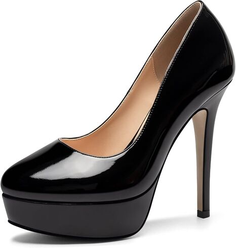 Mettesally Women's Platform High Heel Pumps Round Closed Toe Slip On Stilettos Office Elegant Party Dress Shoes in Saudi Arabia