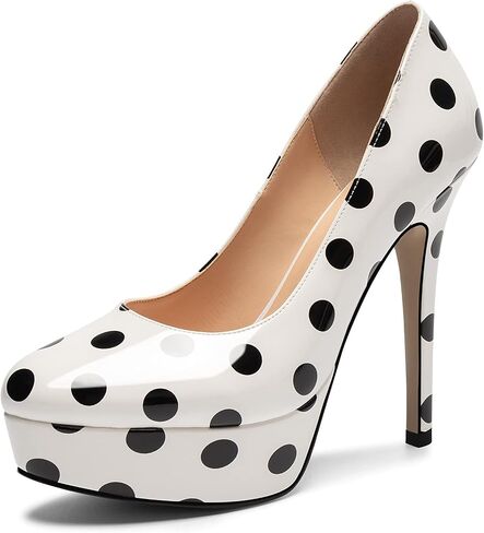 Mettesally Women's Platform High Heel Pumps Round Closed Toe Slip On Stilettos Office Elegant Party Dress Shoes in Saudi Arabia
