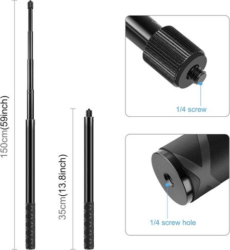 PULUZ Motorcycle Bike Handlebar Clamp Mount with Invisible 59" Selfie Stick for Riding Tracking Shooting, Suitable for insta360 X4/X3/X2/XONE/GO2/3 Action Camera in Kuwait