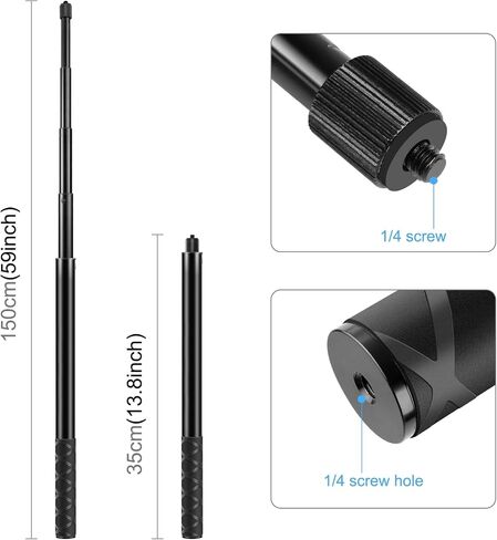 PULUZ Motorcycle Bike Handlebar Clamp Mount with Invisible 59" Selfie Stick for Riding Tracking Shooting, Suitable for insta360 X4/X3/X2/XONE/GO2/3 Action Camera in Kuwait