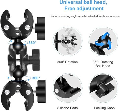 PULUZ Motorcycle Bike Handlebar Clamp Mount with Invisible 59" Selfie Stick for Riding Tracking Shooting, Suitable for insta360 X4/X3/X2/XONE/GO2/3 Action Camera in Kuwait