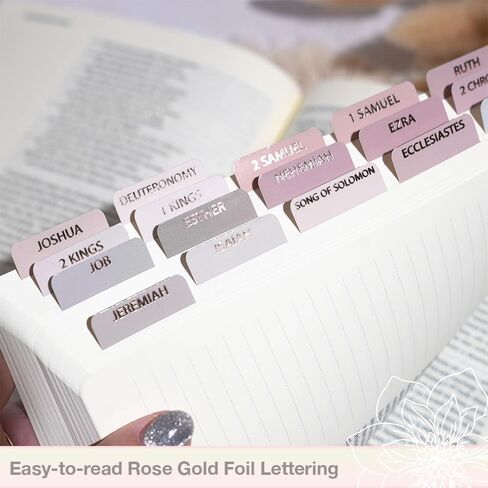 Laminated Bible Tabs for Women, Bible Study, Gold Foil Indexing Labels, Bible Journaling, Durable, New and Old Testament, Christian, Catholic, Apocrypha, 90 Tabs - Let Him Shine in Kuwait