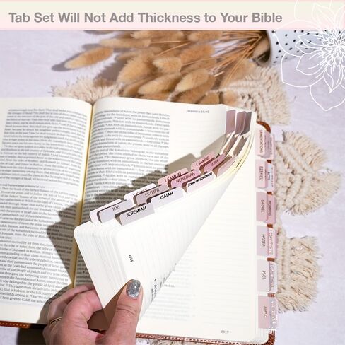 Laminated Bible Tabs for Women, Bible Study, Gold Foil Indexing Labels, Bible Journaling, Durable, New and Old Testament, Christian, Catholic, Apocrypha, 90 Tabs - Let Him Shine in Kuwait
