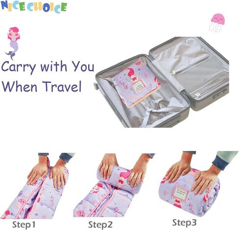 NICE CHOICE Toddler Nap Mat for Daycare Preschool Boys Girls Extra Large Rolled Sleeping Bag Mat with Pillow and Blanket for Toddler Boys Girls Kindergarten Travel Camping(Dinosaur) in Kuwait