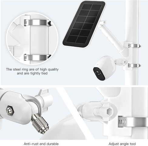 دعامة تثبيت عمود 2 في 1 للوحة Arlo الشمسية/Arlo Pro 3/Arlo Ultra1&2/Arlo Essential/Arlo Pro 4 /eufyCam ملحقات التثبيت الخارجية لـ Arlo pro 4 وArlo Solar Panel (أبيض) in Kuwait