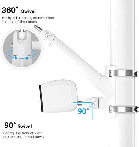 دعامة تثبيت عمود 2 في 1 للوحة Arlo الشمسية/Arlo Pro 3/Arlo Ultra1&2/Arlo Essential/Arlo Pro 4 /eufyCam ملحقات التثبيت الخارجية لـ Arlo pro 4 وArlo Solar Panel (أبيض) in Kuwait