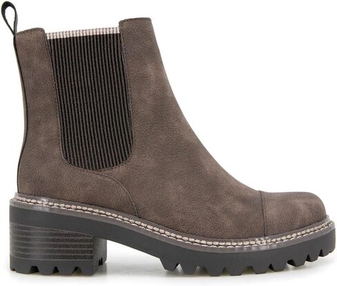 حذاء JBU نسائي Rd بمقدمة مستديرة تشيلسي بسحاب كاجوال وكعب متوسط ​​للكاحل 2-3 بوصة - بني in Kuwait