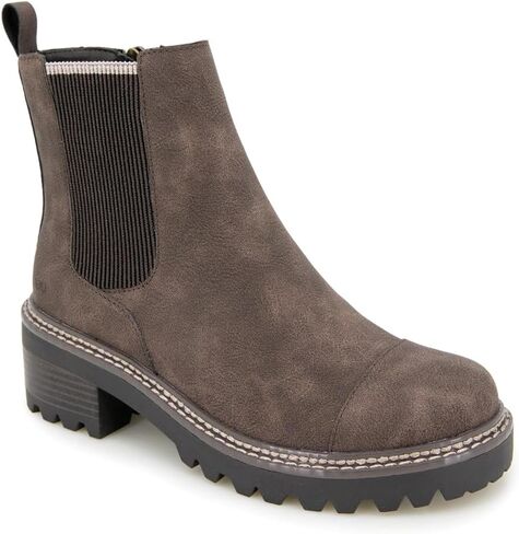 حذاء JBU نسائي Rd بمقدمة مستديرة تشيلسي بسحاب كاجوال وكعب متوسط ​​للكاحل 2-3 بوصة - بني in Kuwait