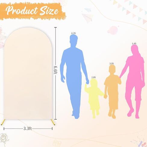البيج قوس خلفية يغطي 6.6FT كيارا خلفية غطاء الزفاف قوس غطاء للطفل دش حفل عيد الميلاد الزفاف قوس حامل الزينة in Kuwait