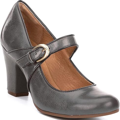 SHODENSE حذاء ماري جين بكعب مكتنز كلاسيكي للسيدات، صندل بحزام كاحل فضي بمقدمة مستديرة، 3 بوصات أحذية لوليتا عالية بإبزيم ذو لونين، سيدة مكتب زفاف خريف غير لامع 9.5 رمادي أسمنتي غير لامع in Kuwait