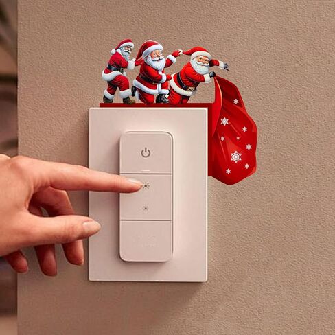 Christmas Decor Santa Claus Switch Stickers, Snowman Reindeer Elf Wall Stickers Switch Decals for Kids Bedroom Living Room Kitchen Office Home Decor Stickers (Santa Claus, Right Side) in Saudi Arabia