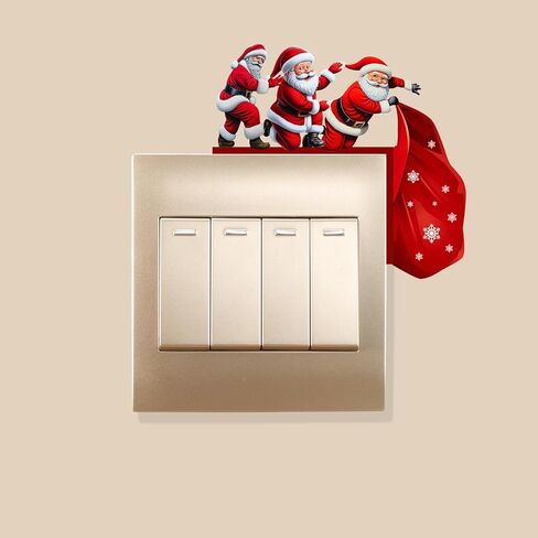 Christmas Decor Santa Claus Switch Stickers, Snowman Reindeer Elf Wall Stickers Switch Decals for Kids Bedroom Living Room Kitchen Office Home Decor Stickers (Santa Claus, Right Side) in Saudi Arabia