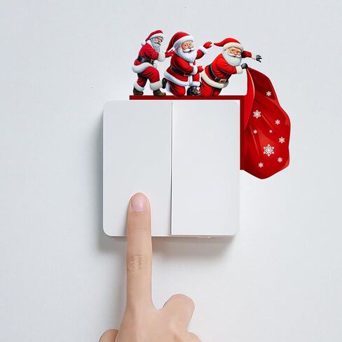 Christmas Decor Santa Claus Switch Stickers, Snowman Reindeer Elf Wall Stickers Switch Decals for Kids Bedroom Living Room Kitchen Office Home Decor Stickers (Santa Claus, Right Side) in Saudi Arabia