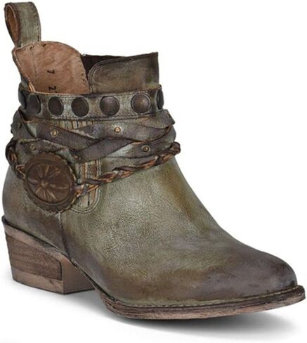 حذاء بوت بسحاب وحزام ومسامير بمقدمة مستديرة في Moss By Circle G Q5151 مقاس 7 in Kuwait