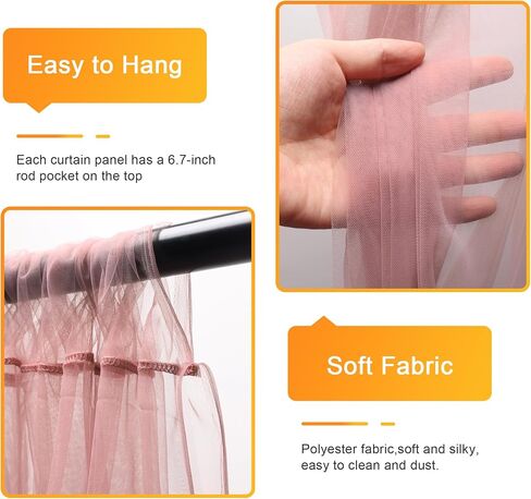 Fomcet Tulle Backdrop Curtains with Lights Champagne 10x10ft Sheer Curtain | Tulle Curtains Backdrop Sheer Backdrop Curtains for Parties, Wedding Birthday Baby Shower Photo Shoot Decors(2 Panels 5x10ft) in Saudi Arabia