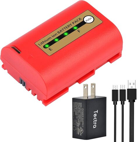 بطارية Tectra LP-E6 LP-E6N متوافقة مع Canon EOS R, R5, R6, 5D Mark II III IV, 5Ds, 5DS R, 6D, 7D, 7D Mark II, 60D, 70D, 80D,90D, C700, XC15 مع شاحن تعيين in Kuwait