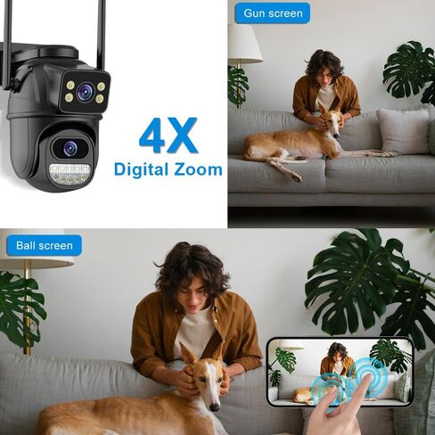 Security Cameras Wireless Outdoor 2.4G WiFi Surveillance Camera Dual Lens Linkage 360°View 4MP Two-Way Talk,AI Detection,Full-Color Night Vision,Auto Tracking,Light Alarm,24/7 Recording in Saudi Arabia