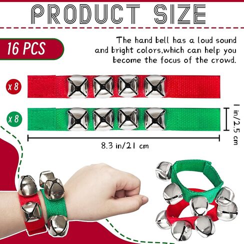 8 Pcs Band Wrist Bells,Christmas Wrist Bells,Jingle Bells Musical Instrument Percussion for Christmas Party Favors Toys,Birthday Gifts in Kuwait