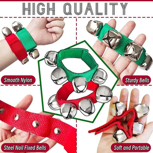 8 Pcs Band Wrist Bells,Christmas Wrist Bells,Jingle Bells Musical Instrument Percussion for Christmas Party Favors Toys,Birthday Gifts in Kuwait