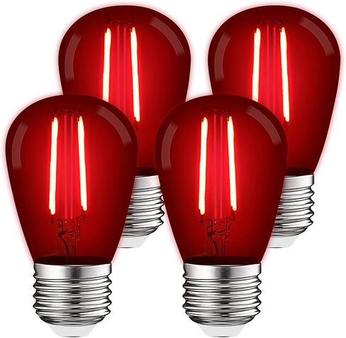 LUXRITE S14 Edison LED Red Light Bulbs, 0.5W, Colored LED Bulbs for Outdoor String Lights, UL Listed, E26 Base, Indoor Outdoor, Decoration, Party, Holiday, String Light Replacement Bulbs (4 Pack) in Saudi Arabia