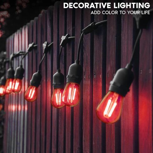 LUXRITE S14 Edison LED Red Light Bulbs, 0.5W, Colored LED Bulbs for Outdoor String Lights, UL Listed, E26 Base, Indoor Outdoor, Decoration, Party, Holiday, String Light Replacement Bulbs (4 Pack) in Saudi Arabia