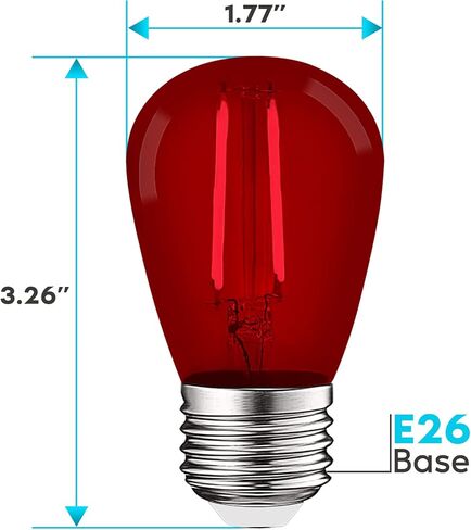 LUXRITE S14 Edison LED Red Light Bulbs, 0.5W, Colored LED Bulbs for Outdoor String Lights, UL Listed, E26 Base, Indoor Outdoor, Decoration, Party, Holiday, String Light Replacement Bulbs (4 Pack) in Saudi Arabia