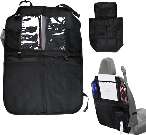 Back Seat Car Organizer, Heavy Duty Extra Large Kids Back Seat Storage, with Tissue Holder, for Protection, Sag Proof & Reinforced Corners, Protects Backseat, Black in Saudi Arabia