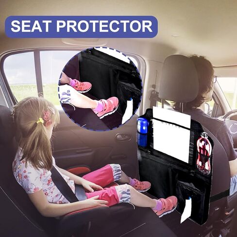 Back Seat Car Organizer, Heavy Duty Extra Large Kids Back Seat Storage, with Tissue Holder, for Protection, Sag Proof & Reinforced Corners, Protects Backseat, Black in Saudi Arabia