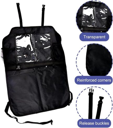 Back Seat Car Organizer, Heavy Duty Extra Large Kids Back Seat Storage, with Tissue Holder, for Protection, Sag Proof & Reinforced Corners, Protects Backseat, Black in Saudi Arabia