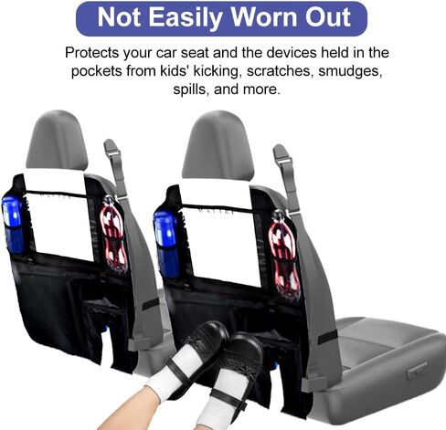 Back Seat Car Organizer, Heavy Duty Extra Large Kids Back Seat Storage, with Tissue Holder, for Protection, Sag Proof & Reinforced Corners, Protects Backseat, Black in Saudi Arabia