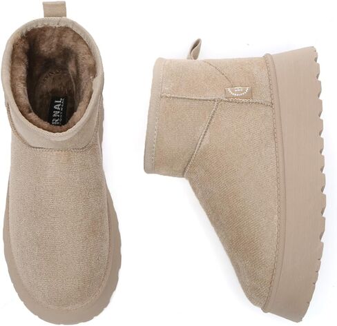 Bernal Winter Snow Boots for Women Warm Suede Faux Fur Lining Shorty Boots Classic Comfortable Platform Slip On Ankle Boots for Outdoor Indoor in Saudi Arabia