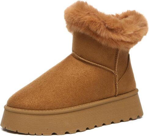 Bernal Winter Snow Boots for Women Warm Suede Faux Fur Lining Shorty Boots Classic Comfortable Platform Slip On Ankle Boots for Outdoor Indoor in Saudi Arabia
