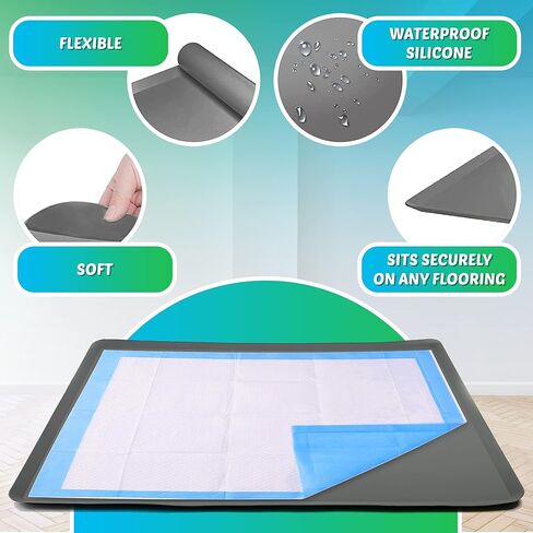 Dog Pee Pad Holder Tray Fits for 30" x 23" Pee Pads - 1 Pack - Sky Grey in Kuwait