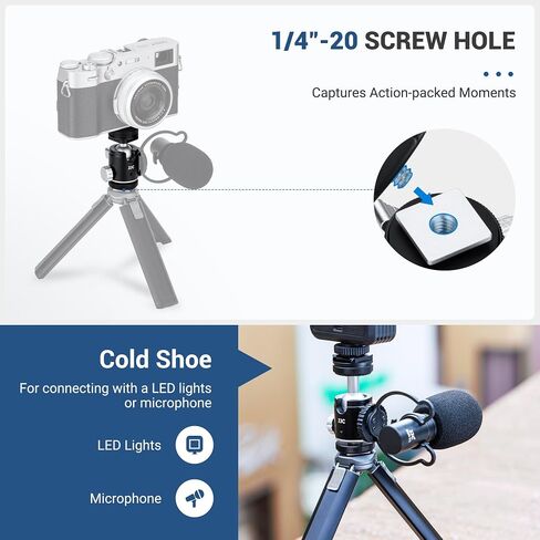 Mini Ball Head, Ballhead Tripod Mount Adapter Converter for Tripod Monopod Camera LED Light Microphone, Cold Shoe Tripod Mount Adapter for Photography, 1/4''-20 to Cold Shoe Mount Adapter in Kuwait