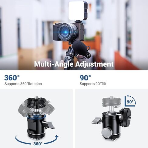 Mini Ball Head, Ballhead Tripod Mount Adapter Converter for Tripod Monopod Camera LED Light Microphone, Cold Shoe Tripod Mount Adapter for Photography, 1/4''-20 to Cold Shoe Mount Adapter in Kuwait