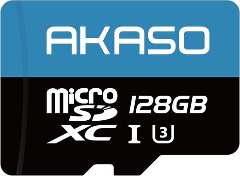 AKASO 128GB microSDXC U3 Memory Card with Adapter - Up to 100MB/s, UHS-I C10, U3, Full HD, 4K UHD, MicroSD Card in Kuwait