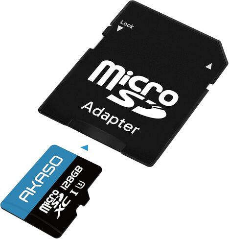 AKASO 128GB microSDXC U3 Memory Card with Adapter - Up to 100MB/s, UHS-I C10, U3, Full HD, 4K UHD, MicroSD Card in Kuwait
