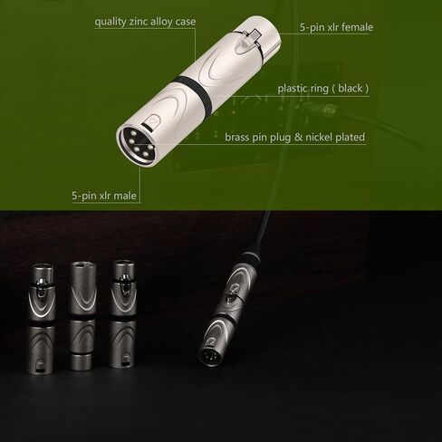 XLR Male to Male Adapter,5 Pin XLR Male to 5 Pin XLR Male Connector for DMX Audio Microphone Mixer Mic Extension XLR Splitter-2 Pack (5PIN XLR Male to 5PIN XLR Male(D1067)) in Kuwait