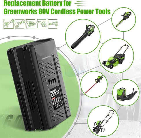 Bonacell 6.0Ah Replacement for Greenworks 80V Battery Compatible for Greenworks Pro 80 Volt Battery GBA80200 GBA80250 GBA80300 GBA80400 GBA80500 Max Cordless Power Tools in Kuwait